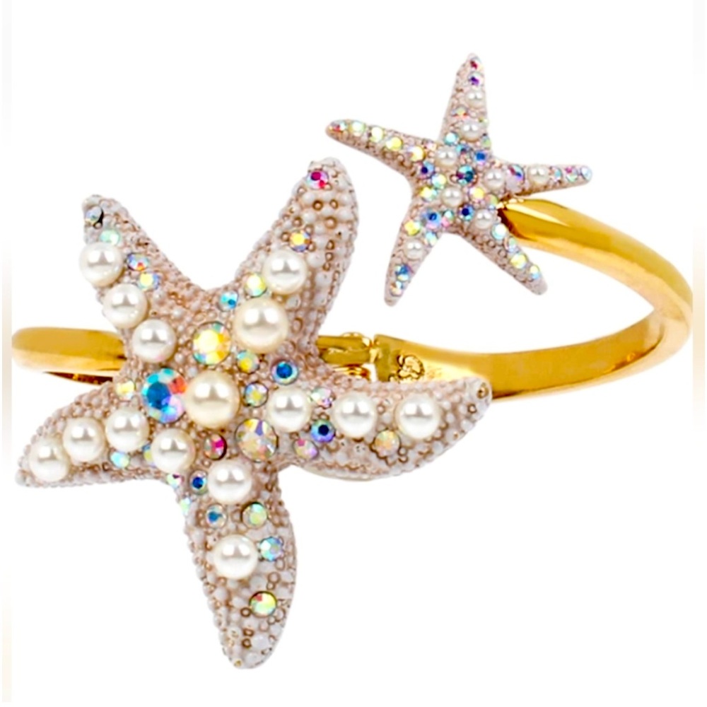 New Betsey Johnson Starfish HInged Bangle Bracelet
